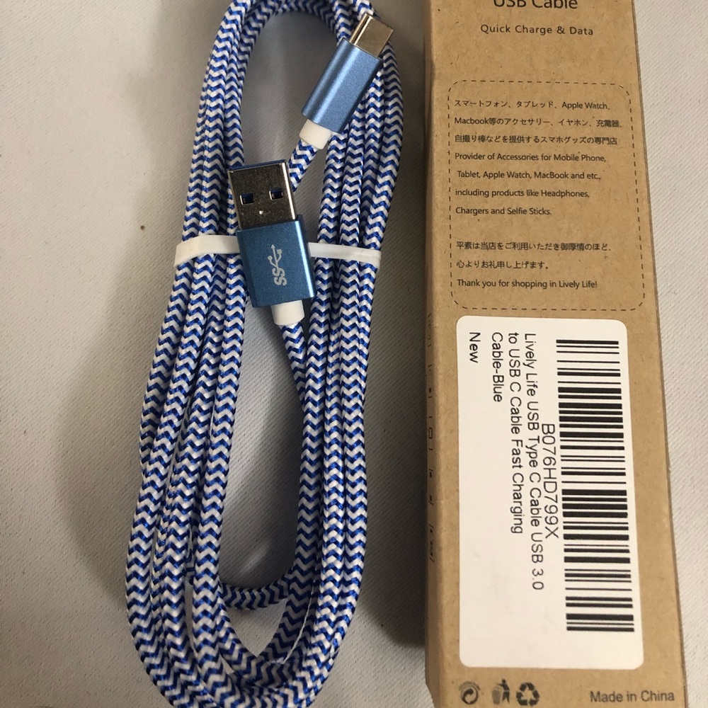 USB type C USB 3.0 to USB C cable fast charge 6ft